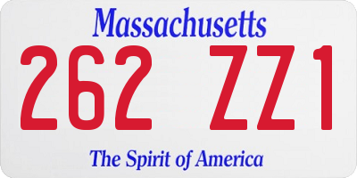 MA license plate 262ZZ1