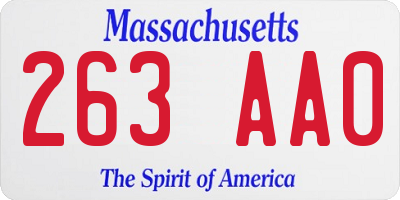 MA license plate 263AA0