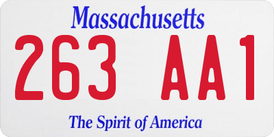 MA license plate 263AA1
