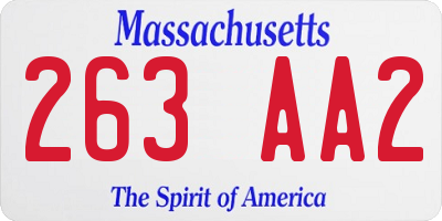 MA license plate 263AA2