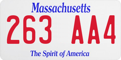 MA license plate 263AA4