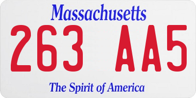 MA license plate 263AA5