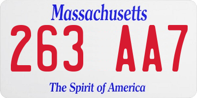 MA license plate 263AA7