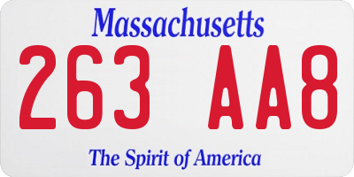 MA license plate 263AA8
