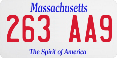 MA license plate 263AA9