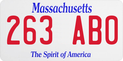 MA license plate 263AB0