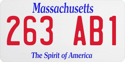MA license plate 263AB1