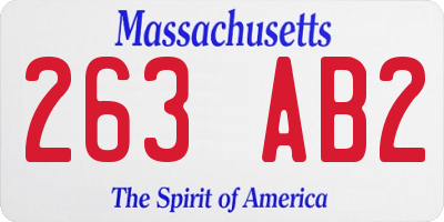 MA license plate 263AB2