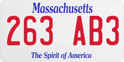 MA license plate 263AB3