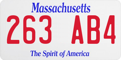MA license plate 263AB4