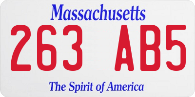 MA license plate 263AB5