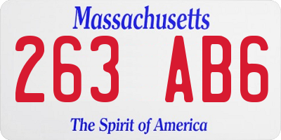 MA license plate 263AB6