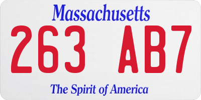 MA license plate 263AB7