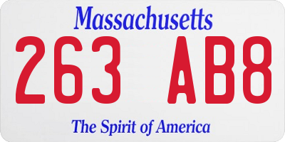 MA license plate 263AB8