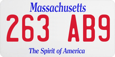 MA license plate 263AB9