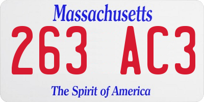 MA license plate 263AC3