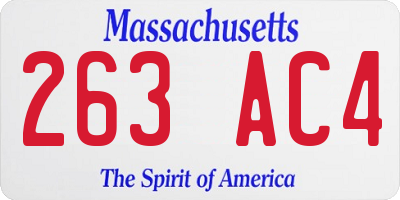 MA license plate 263AC4