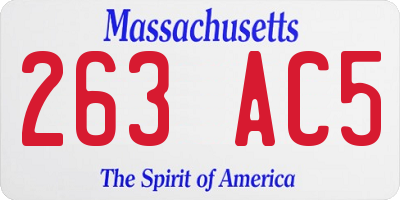 MA license plate 263AC5
