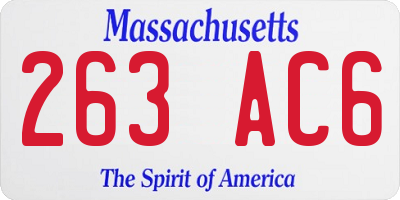 MA license plate 263AC6