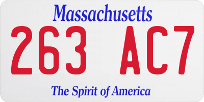 MA license plate 263AC7