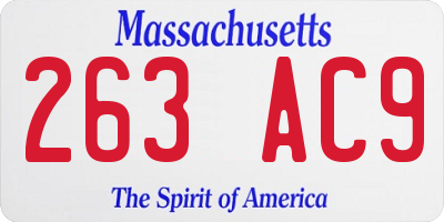 MA license plate 263AC9