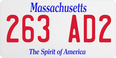 MA license plate 263AD2