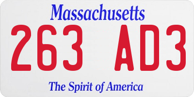 MA license plate 263AD3