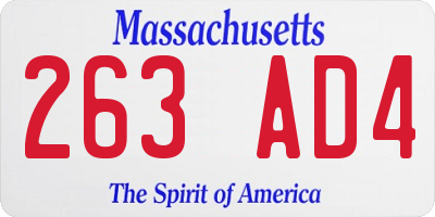 MA license plate 263AD4