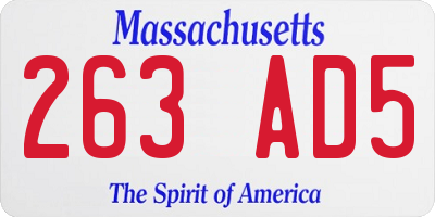 MA license plate 263AD5
