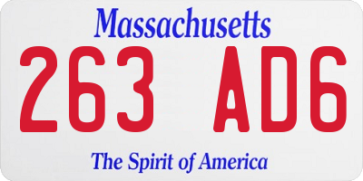 MA license plate 263AD6