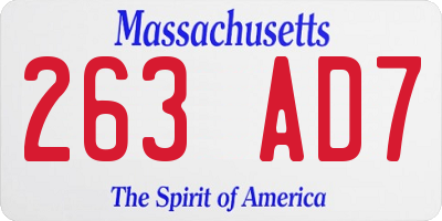 MA license plate 263AD7