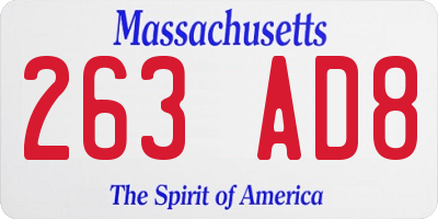 MA license plate 263AD8