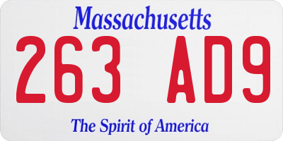 MA license plate 263AD9