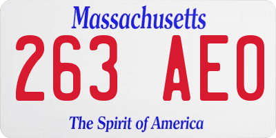 MA license plate 263AE0