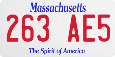 MA license plate 263AE5