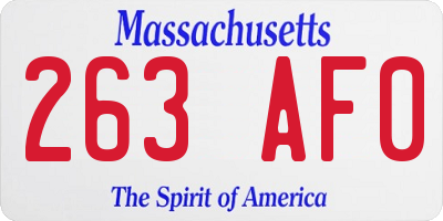 MA license plate 263AF0