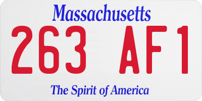 MA license plate 263AF1