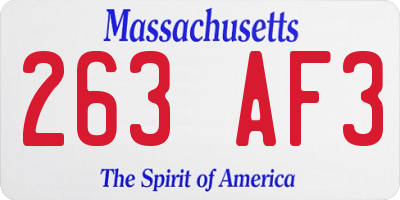 MA license plate 263AF3