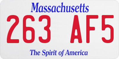 MA license plate 263AF5