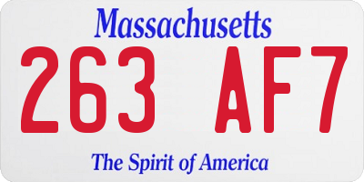MA license plate 263AF7