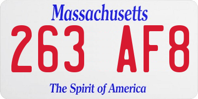 MA license plate 263AF8