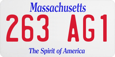 MA license plate 263AG1