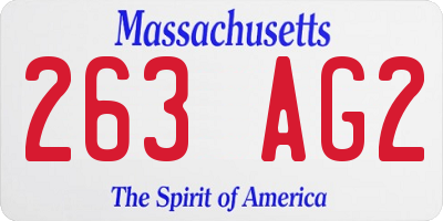 MA license plate 263AG2