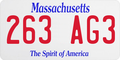 MA license plate 263AG3