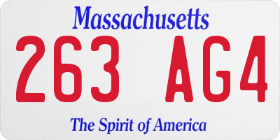 MA license plate 263AG4