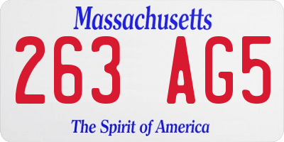 MA license plate 263AG5