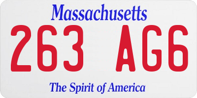 MA license plate 263AG6