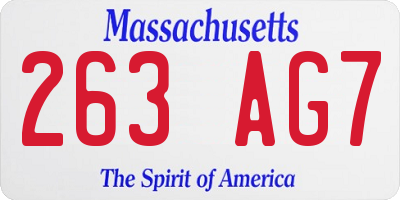 MA license plate 263AG7