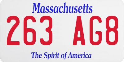 MA license plate 263AG8