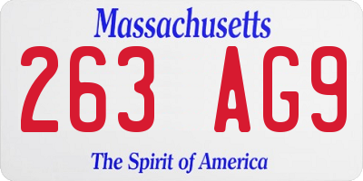 MA license plate 263AG9